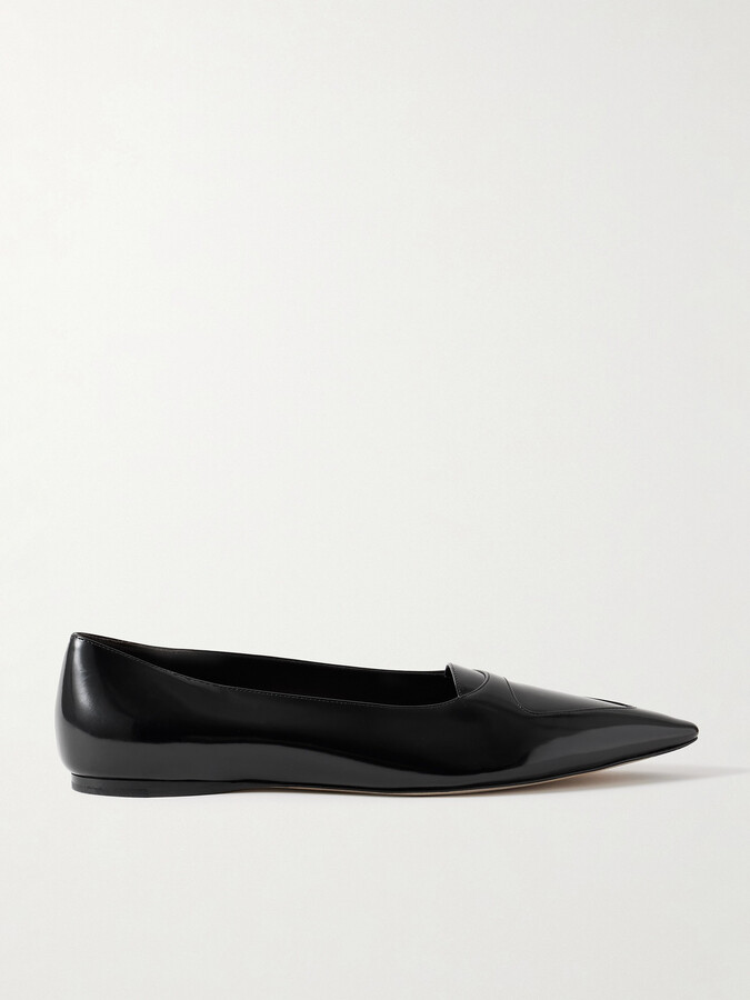 The Row Viv Glossed-leather Ballet Flats - Black
