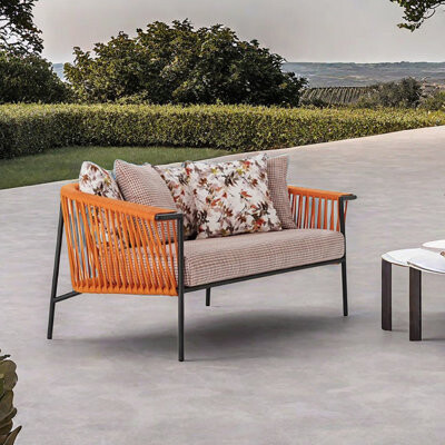 Hokku Designs Nooriya 66.92'' Metal Outdoor Loveseat