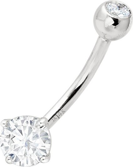 Jewelry Avalanche JewelryAvalanche14KGoldBellyButtonRing0.57ctw.Moissanite14GBarbellNavelRingWhiteGold