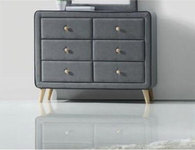 George Oliver Dresser 6 Drawer Light Gray with Wood Legs | Light Gray