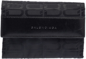 Balenciaga Black Monogram Nylon and Leather Trifold Wallet - ShopStyle