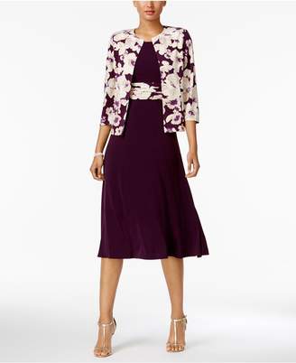 Jessica Howard Floral-Print-Contrast Dress and Jacket, Regular & Petite Sizes