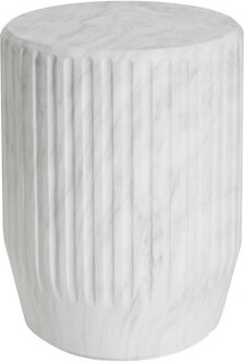 Brayden Studio Outdoor Carved Side Table with Fluted Detailing Patio and Living Room Accent Table