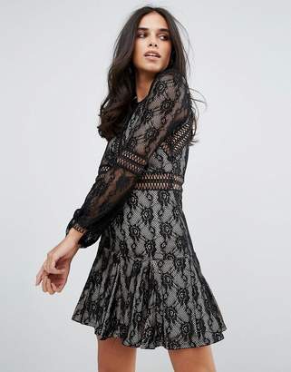 Forever Unique Lace Long Sleeve Smock Dress