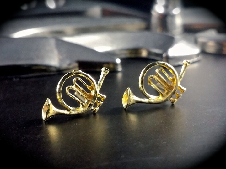 Etsy 14K French Horn Earring Musical Post Earrings