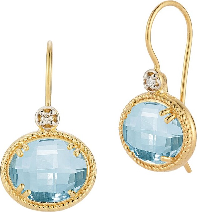 I. REISS 14K 6.04 ct. tw. Diamond & Blue Topaz Earrings