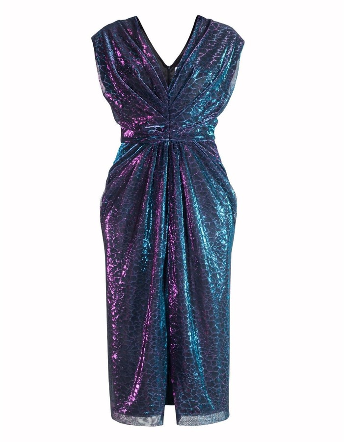 Louise Cocktail Midi Dress In Purple Chameleon - ShopStyle