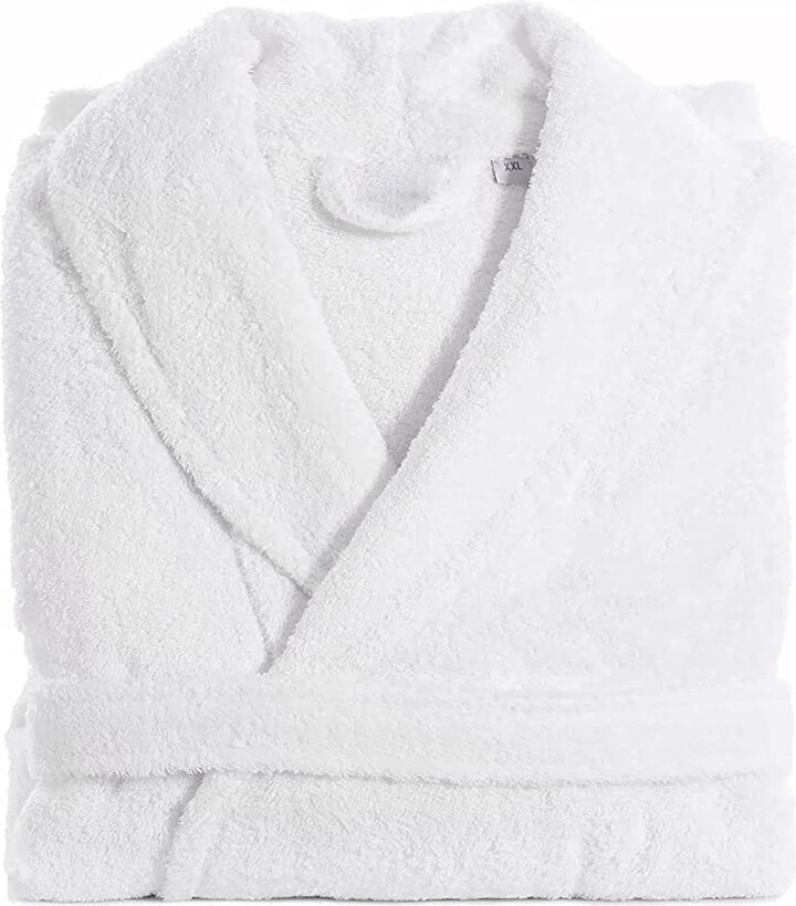 ZAKK Unisex Cotton Terry Towelling Bathrobe Shawl Collar Hooded ...