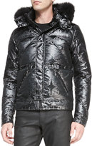 Thumbnail for your product : Versace Printed Puffer with Fur-Trimmed Hood