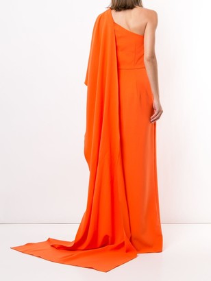 Carolina Herrera One-Shoulder Flutter Dress