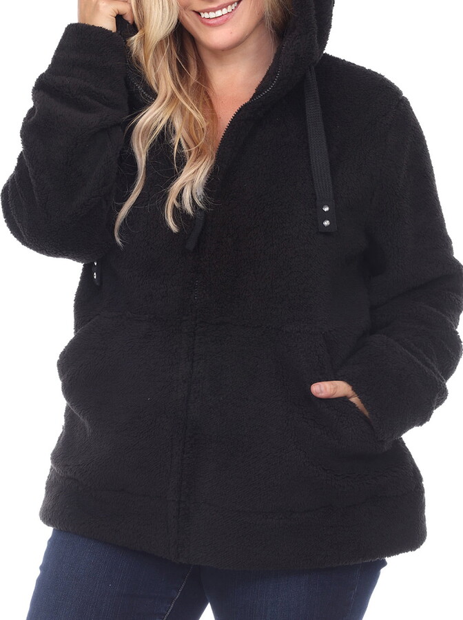 White Mark Fashion White Mark Women’s Plus Size Hooded Sherpa Jacket