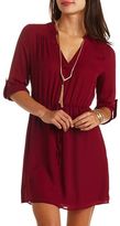 Thumbnail for your product : Charlotte Russe Mandarin V-Neck Chiffon Shirt Dress