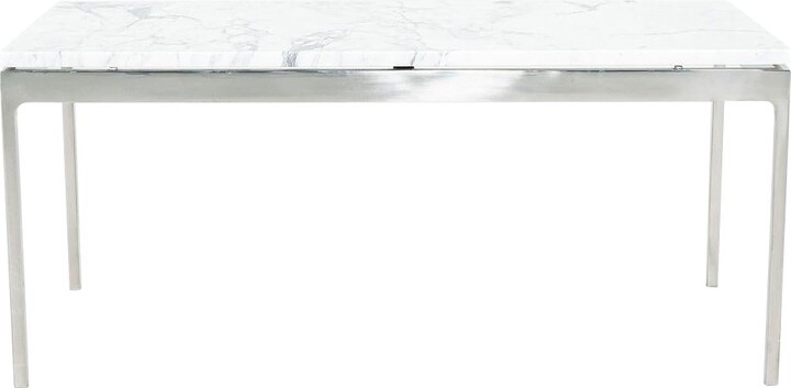 1980s Nicos Zographos Coffee Table In Stainless Steel With Marble Top