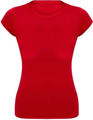PrettyLittleThing Basic Red Crew Neck Fitted T Shirt