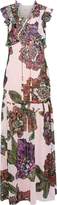 Thumbnail for your product : Badgley Mischka Lace-up Floral-print Crepe De Chine Maxi Dress