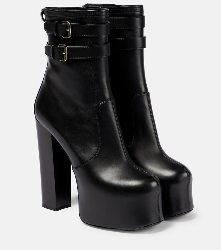 Saint Laurent Cherry leather platform ankle boots - ShopStyle