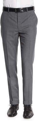 Ralph Lauren Flat-Front Wool Trousers, Light Gray