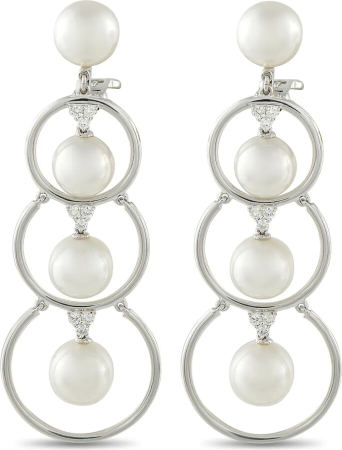 Assael 18K white gold Prince Dimitri diamond and pearl earrings