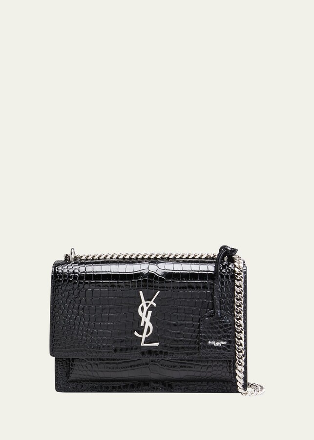 Saint Laurent Sunset Medium CrocodileEmbossed Crossbody Bag ShopStyle