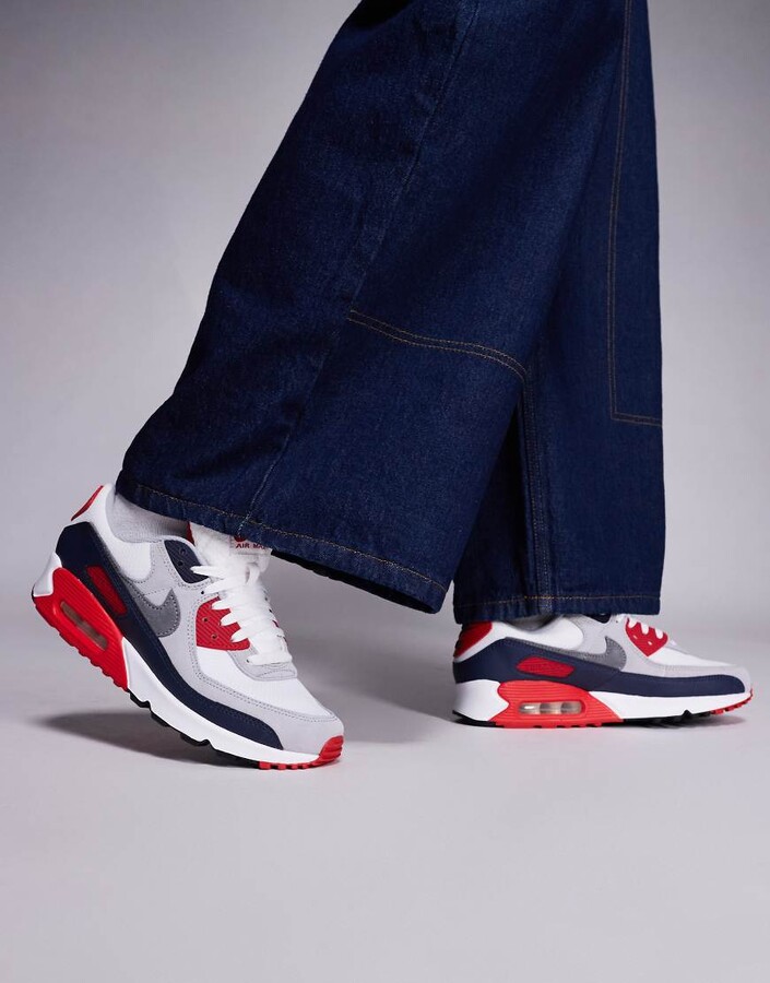 Nike Air Max 90 sneakers in navy, gray and red