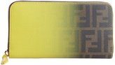 Thumbnail for your product : Fendi tobacco and lime ombre zucca logo plaque zipper continental wallet