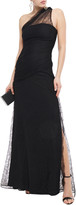 Thumbnail for your product : Roberto Cavalli One-shoulder Gathered Lace-layered Crepe Gown
