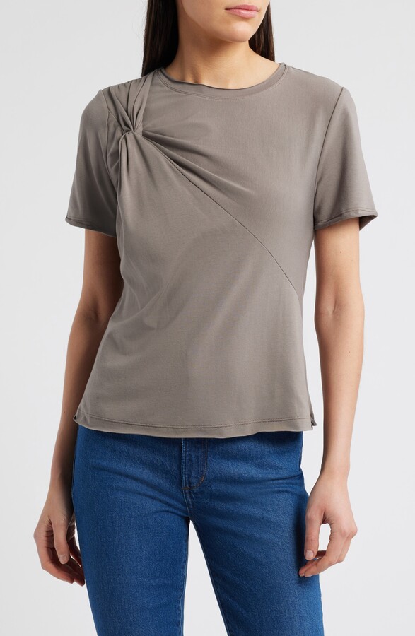 Wit & Wisdom Twist Front Stretch Cotton Modal T-Shirt