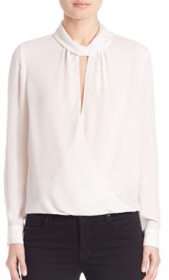 L'Agence Kendra Long Sleeve Knot Collar Blouse