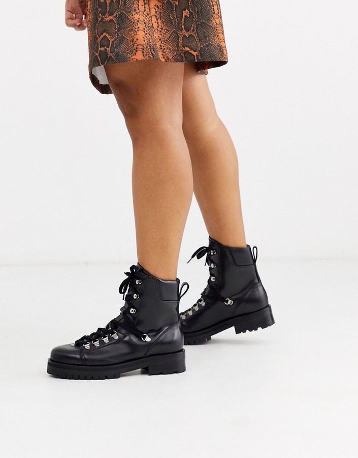 AllSaints Franka leather hiking boots in black - ShopStyle