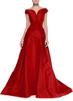 Thumbnail for your product : Carolina Herrera Off-the-Shoulder Faille Ball Gown, Lipstick Red