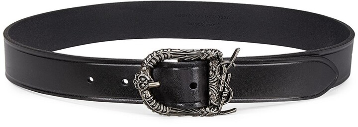 3cm monogram smooth leather belt - Saint Laurent - Women