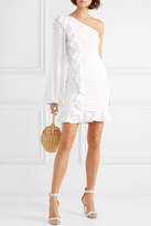 Thumbnail for your product : Rebecca Vallance Argentine One-shoulder Ruffled Stretch Crepe De Chine Mini Dress - White