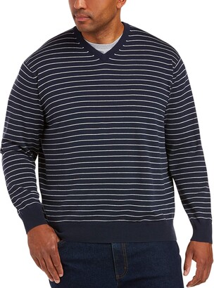 Essentials Men's V-Neck Stripe Sweater fit by DXL