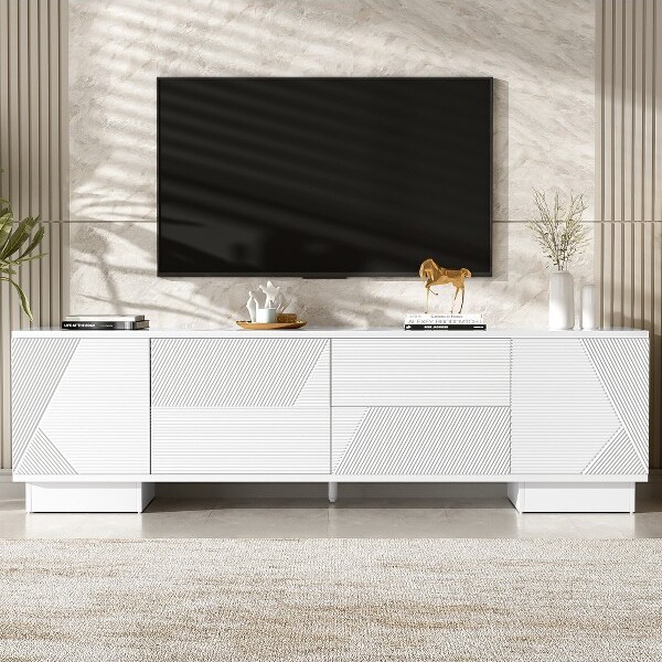 LOVSON70.8''ModernTVstandsuitableforTVsupto75inchesentertainmentcenterwithstoragecabinet4drawersforthelivingroom.