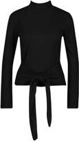 Thumbnail for your product : boohoo Petite Knitted Rib Roll Neck Tie Front Jumper