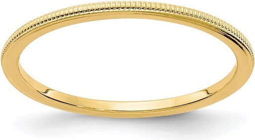 Black Bow Jewelry Co. BlackBowJewelry1.2mm14kYellowGoldMilgrainStackableBandSize5.5