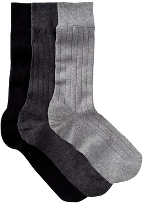 Cole Haan Solid Ribbed Crew Socks - Pack of 3