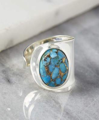 YS Gems Women's Rings Blue - Blue Copper Turquoise & Sterling Silver Bypass Ring