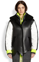 Thumbnail for your product : Alexander Wang Shearling-Trimmed Leather Varsity Jacket