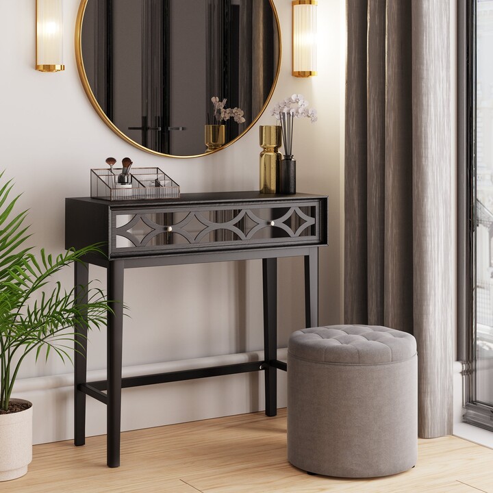 Dunelm Delphi 1 Drawer Dressing Table, Mirrored Black ShopStyle Bedroom