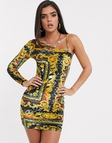 asos edition scarf print halter midi dress with cutout sides