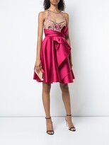 Thumbnail for your product : Marchesa Notte Embroidered Halterneck Ruffled Dress