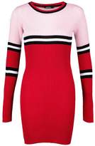Thumbnail for your product : boohoo Colour Block Rib Knit Sweater Dress