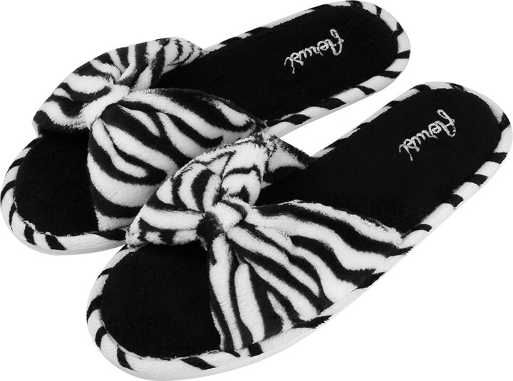 Aerusi Cozy Slide Black White Memory Zebras Foam Women Slipper