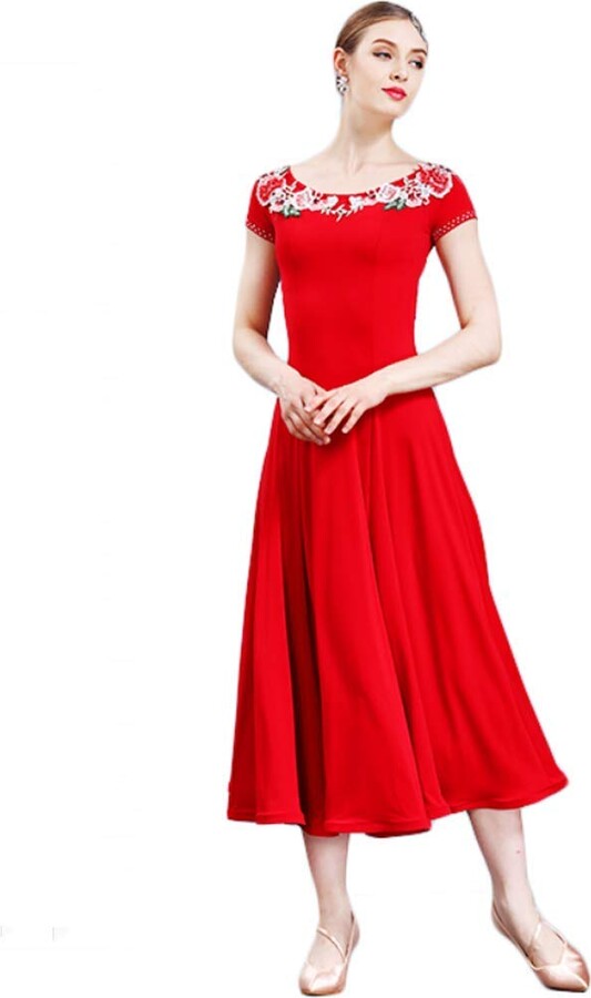 YDHTIZ Modern Walzer Tanzkleid Damen - Elegantes Tango Kleid Für Ballsaal