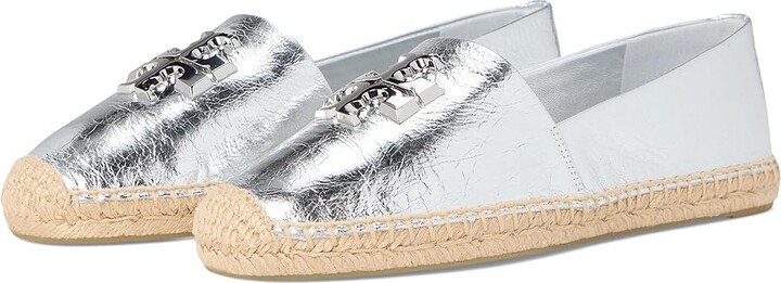 Tory Burch Eleanor Espadrille Women's Shoes Shiny Silver/Silver : 9 M, Velvet