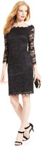 Thumbnail for your product : Marina Three-Quarter-Sleeve Boat-Neck Lace Dress