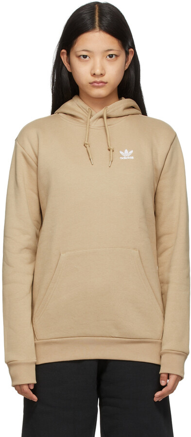 adidas trefoil hoodie tan