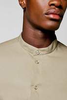 Thumbnail for your product : boohoo Mens Slim Fit Short Sleeve Grandad Collar Shirt