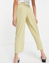 Thumbnail for your product : Monki Cilla coordinating ribbed wide leg pants in light khaki